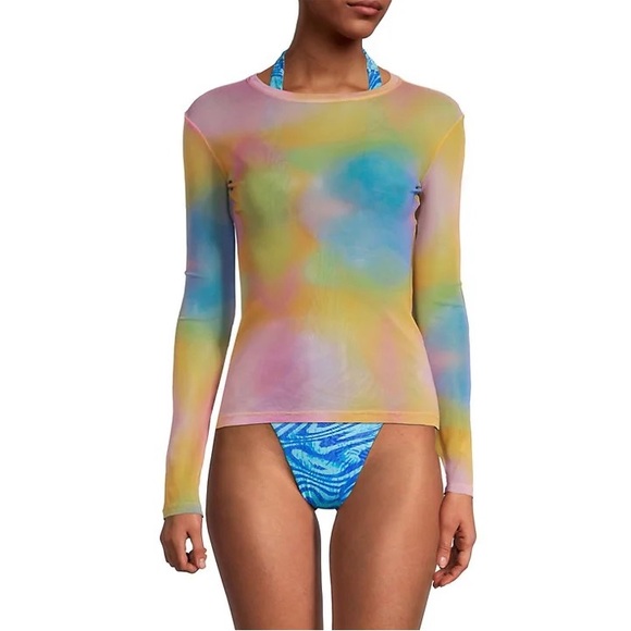 Frankies Bikinis Ember Mesh Long Sleeve Shirt in Serotonin - Picture 6 of 16